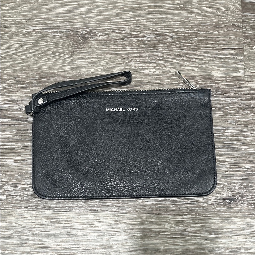 Michael Kors Black Pebbled Leather Wristlet
